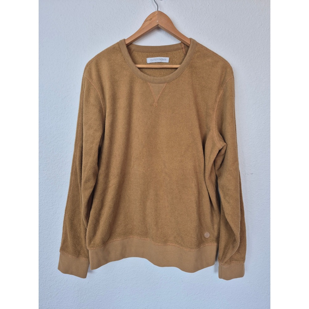 Outerknown Hightide Crewneck Sweatshirt Brown Organic Cotton Terry Size Large